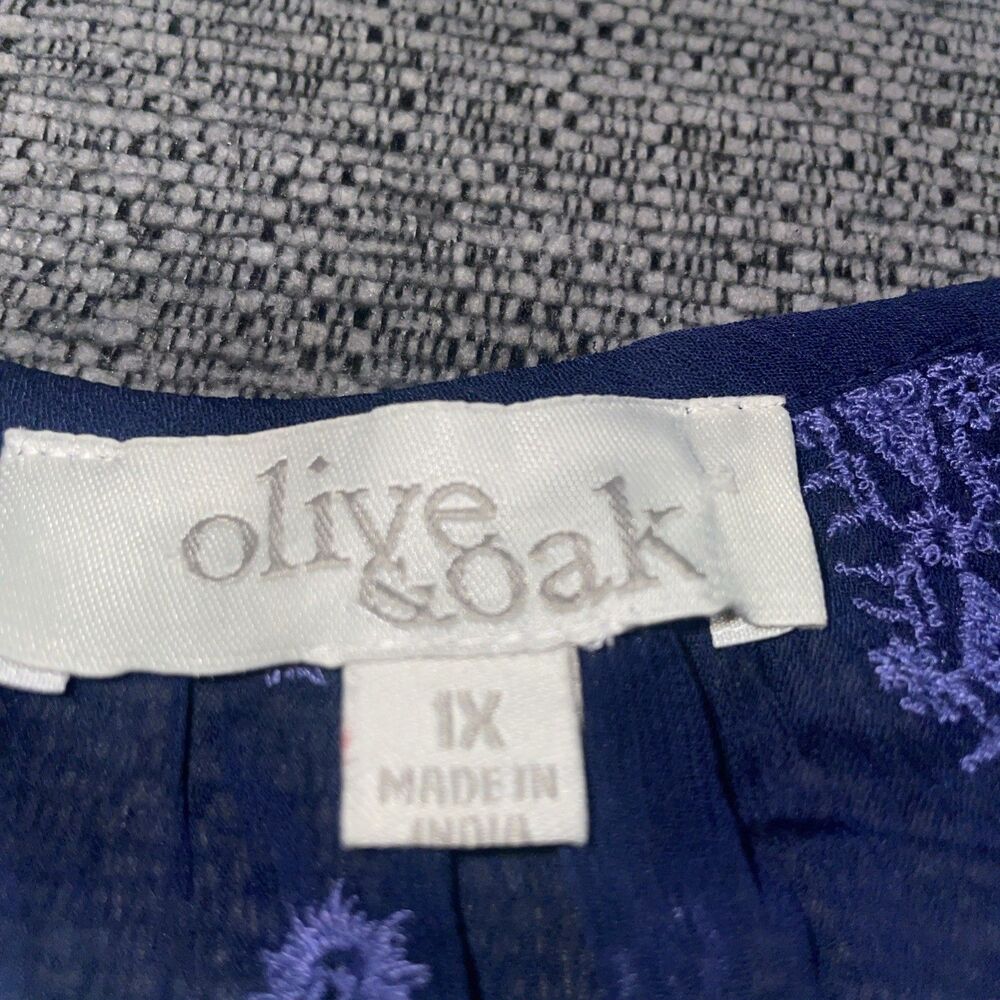 Olive And Oak Womens Blouse‎ 1X Blue Half Sleeve Lined Peasant Boho Festival Top - Picture 3 of 11